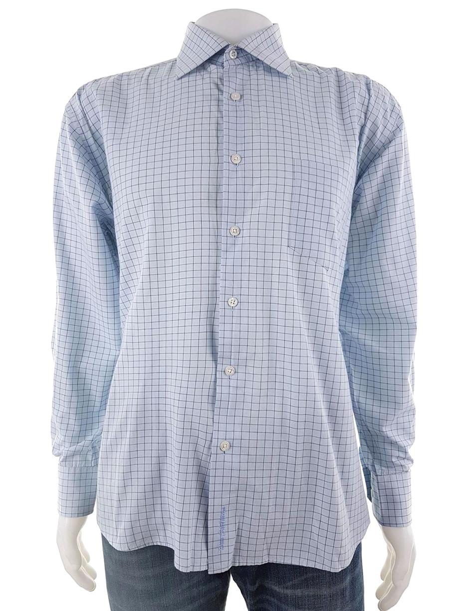 BEN SHERMAN Stl 16 1/2 Färg Blå Krage Herr Skjorta, elegant Långärmad Material Bomull