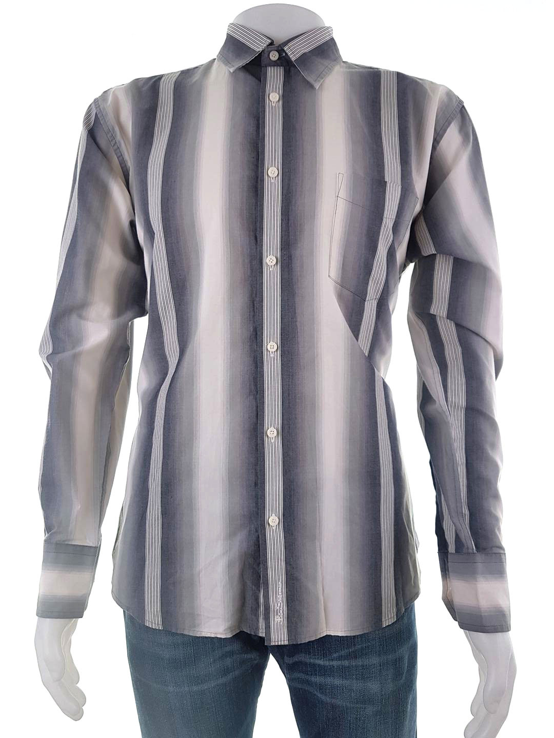 BEN SHERMAN Stl L Färg Grå Krage Herr skjorta, casual Långärmad Material Bomull