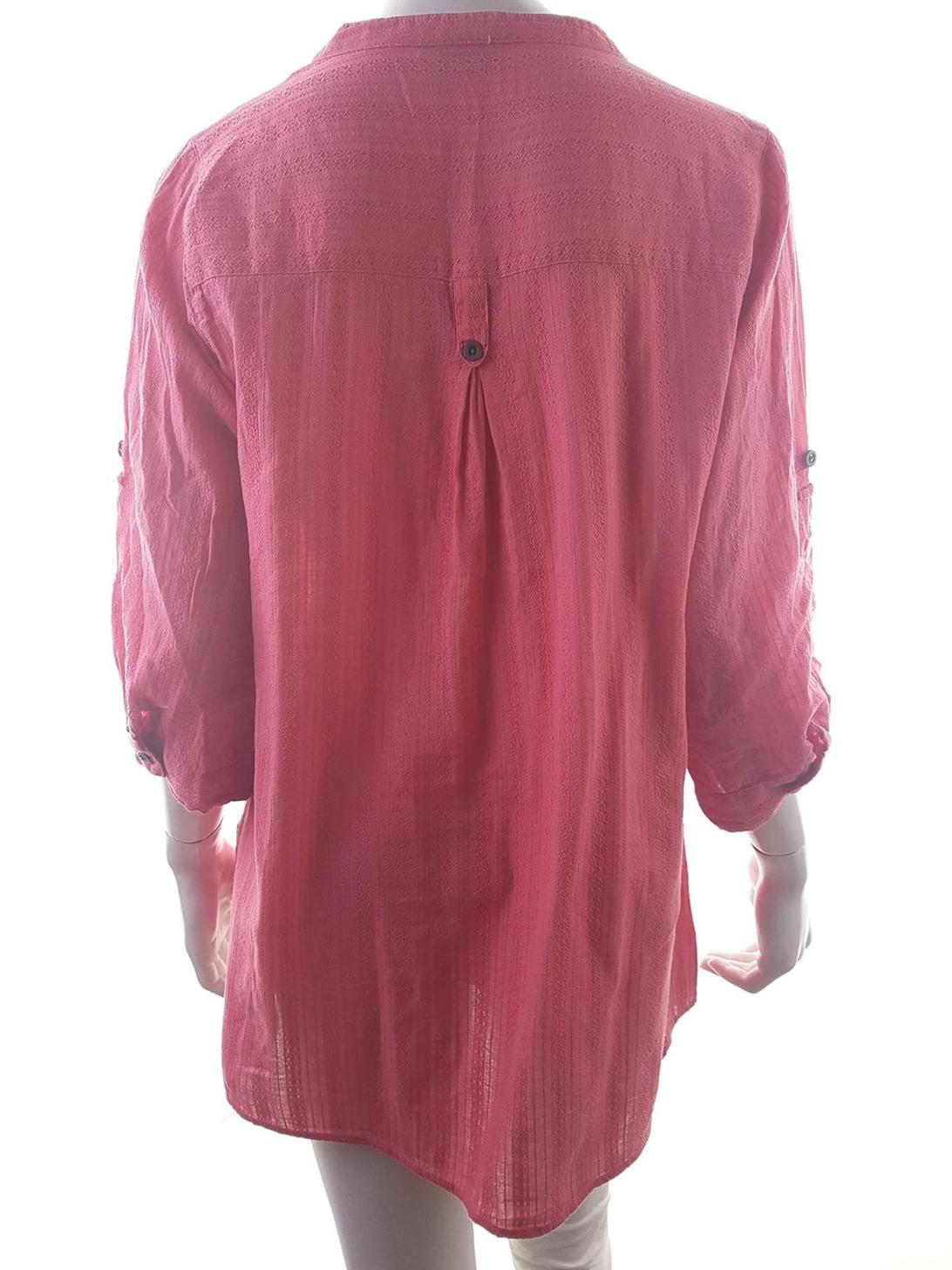 Isolde Stl 42 Färg Rosa V-ringning Knäppt Tunika Blus ärm 3/4 Material Bomull 100%