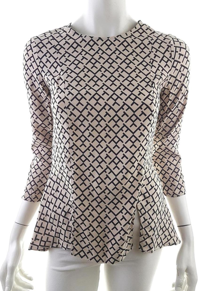 STOCKH LM Stl 34 Färg Beige Geometrisk Rund urringning Tunika blus ärm 3/4 Material Viskos 100%