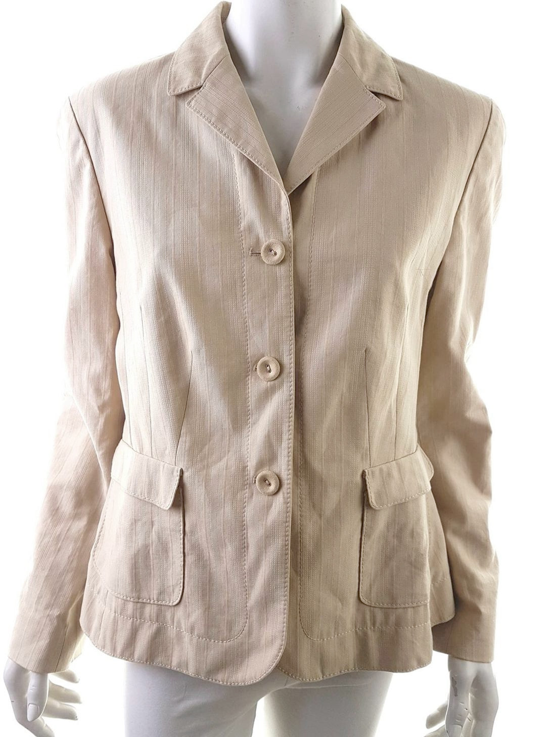 Escada Stl 42 Färg Beige Krage Kavaj med knappar Långärmad Material Bomull 100%