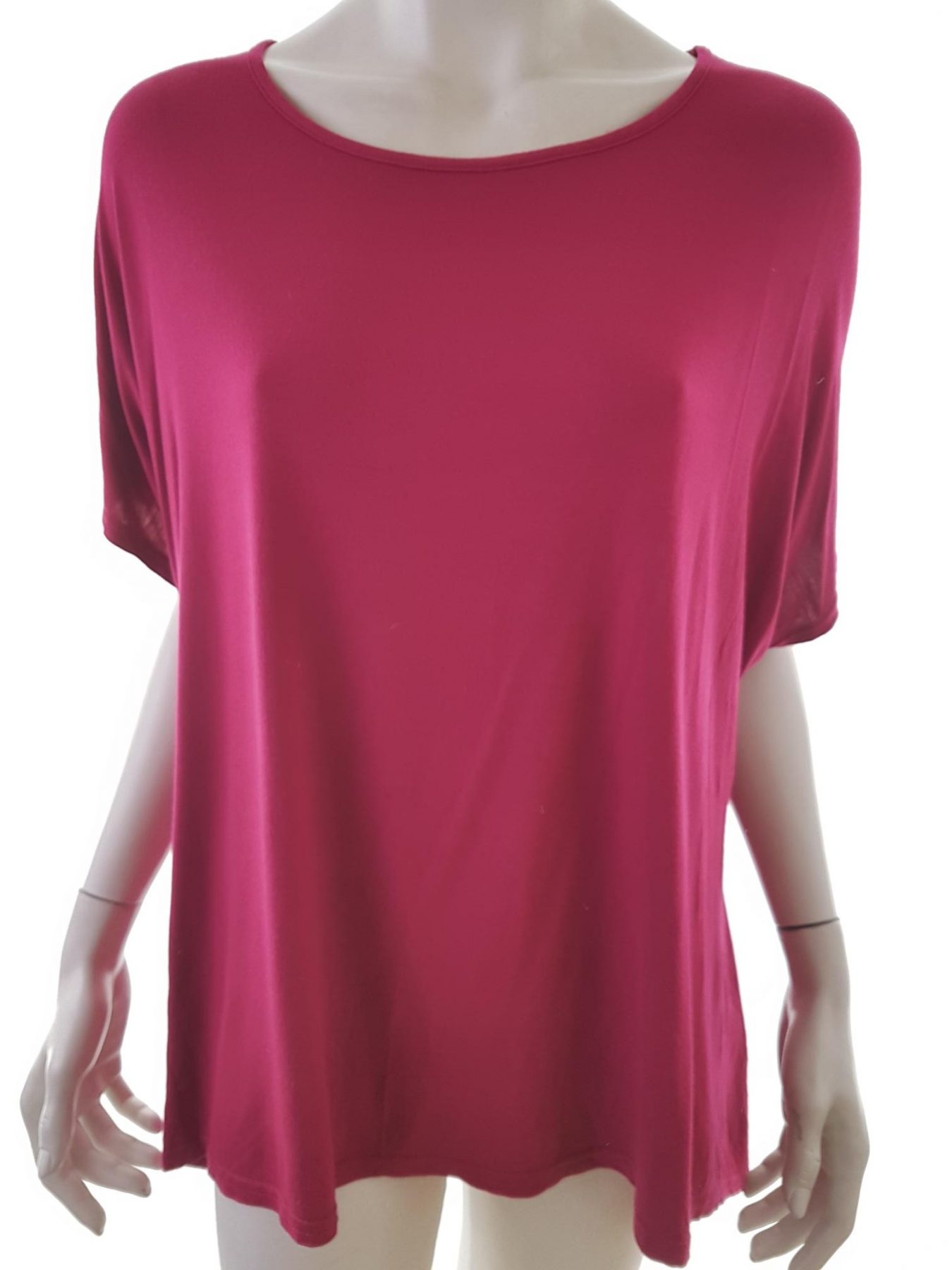 Nicole Stl L Färg Fuchsia Rund urringning Tunika blus Kortärmad Material Viskos