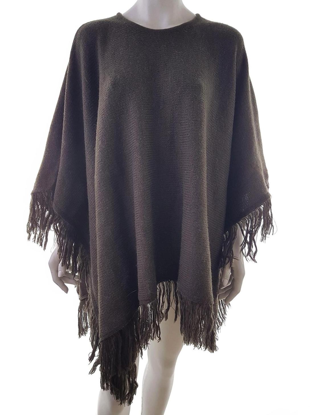 Vero moda Stl M Färg Brun Rund urringning Poncho-tröja Ärmlös Finstickat