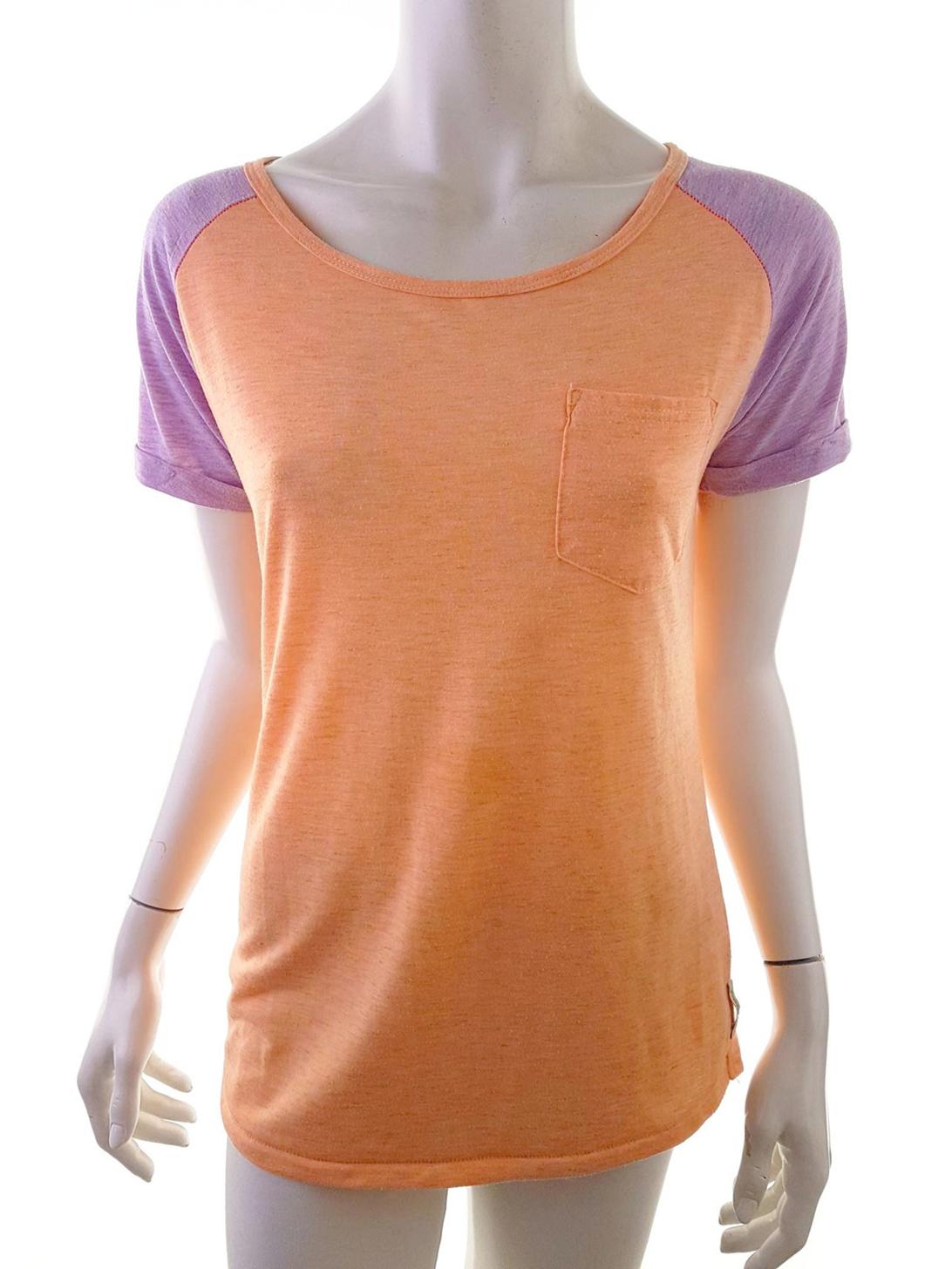 Maison scotch Stl 1 Färg Orange Rund urringning T-shirt Kortärmad