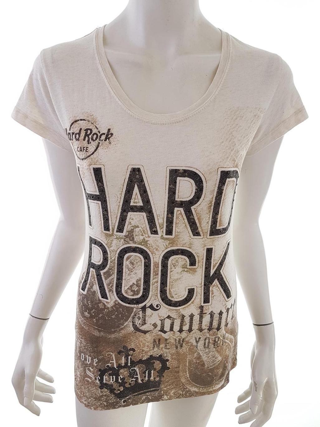 Hard Rock Cafe Stl M Färg Beige Rund urringning T-shirt Kortärmad Material Bomull