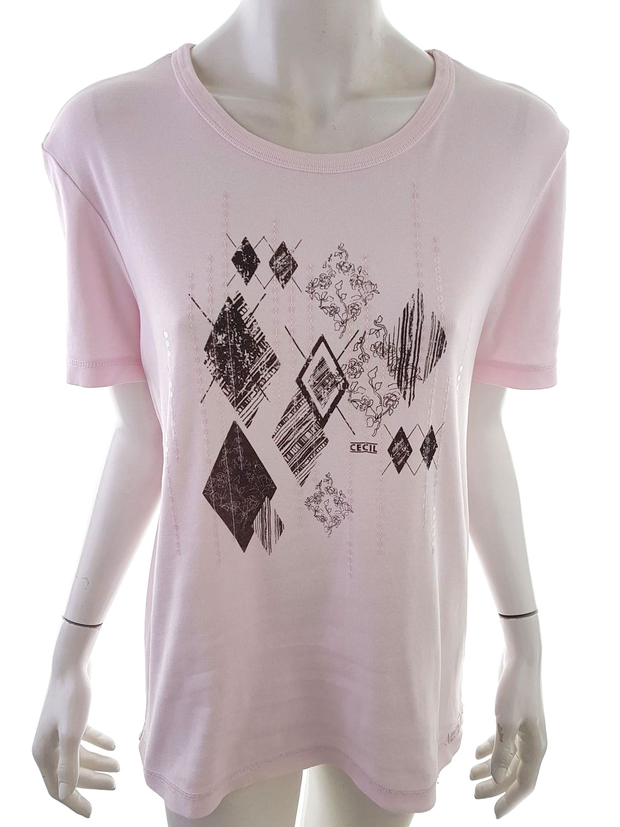 Cecil Stl XXL Färg Pudrig Rosa Rund urringning T-shirt Kortärmad Material Bomull 100%