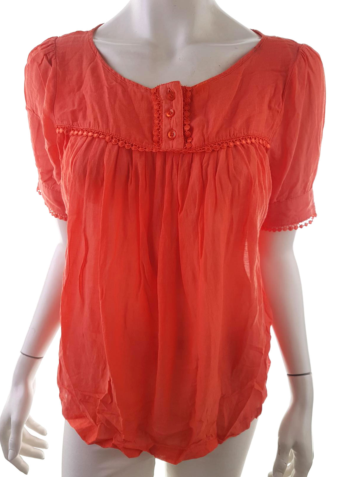 Topshop Stl 12 (40) Färg Orange Rund urringning Blus Kortärmad Material Viskos