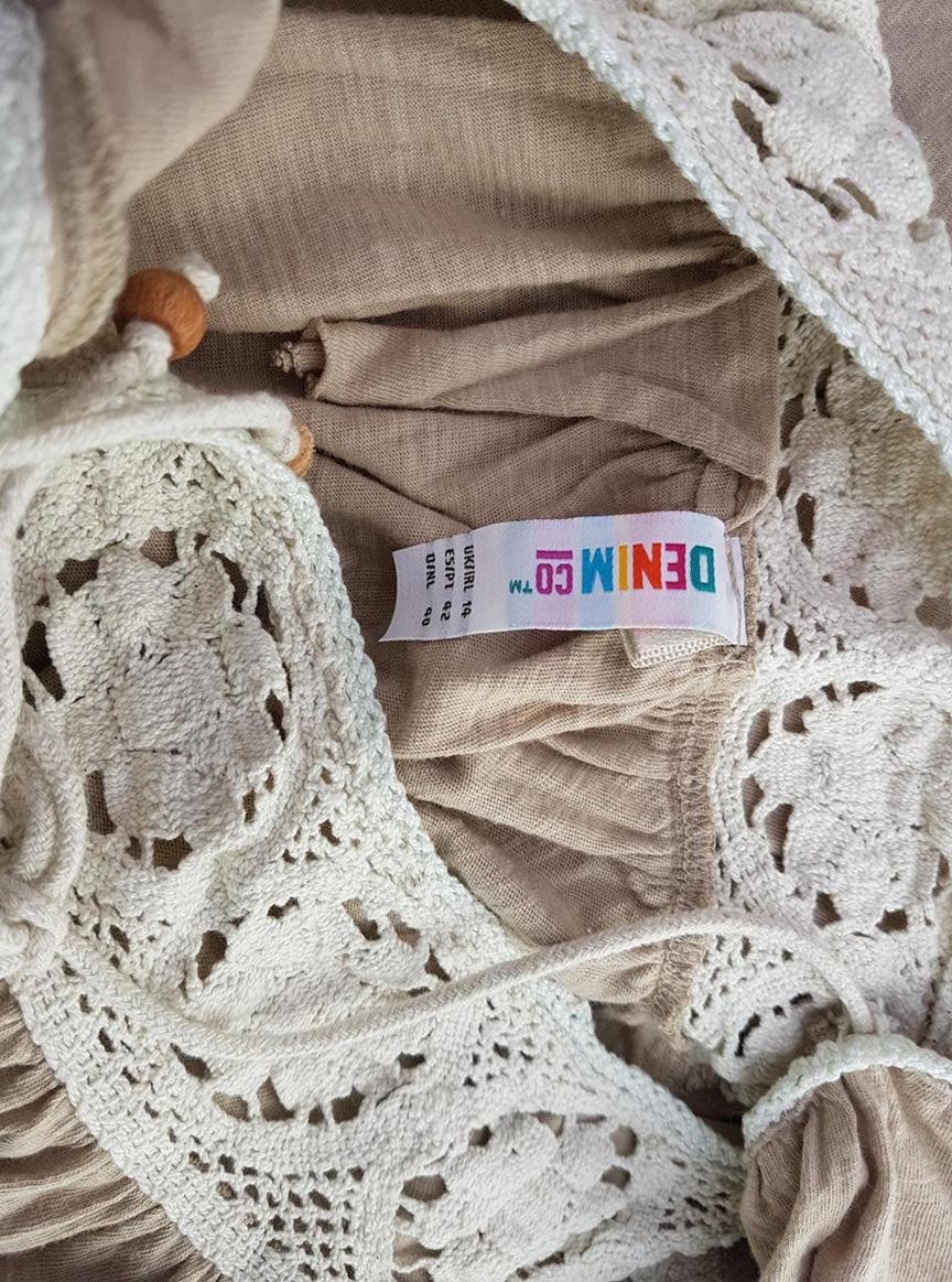 Denim Co. Stl 40 Färg Beige Rund urringning Tunika blus Kortärmad Material Bomull 100%