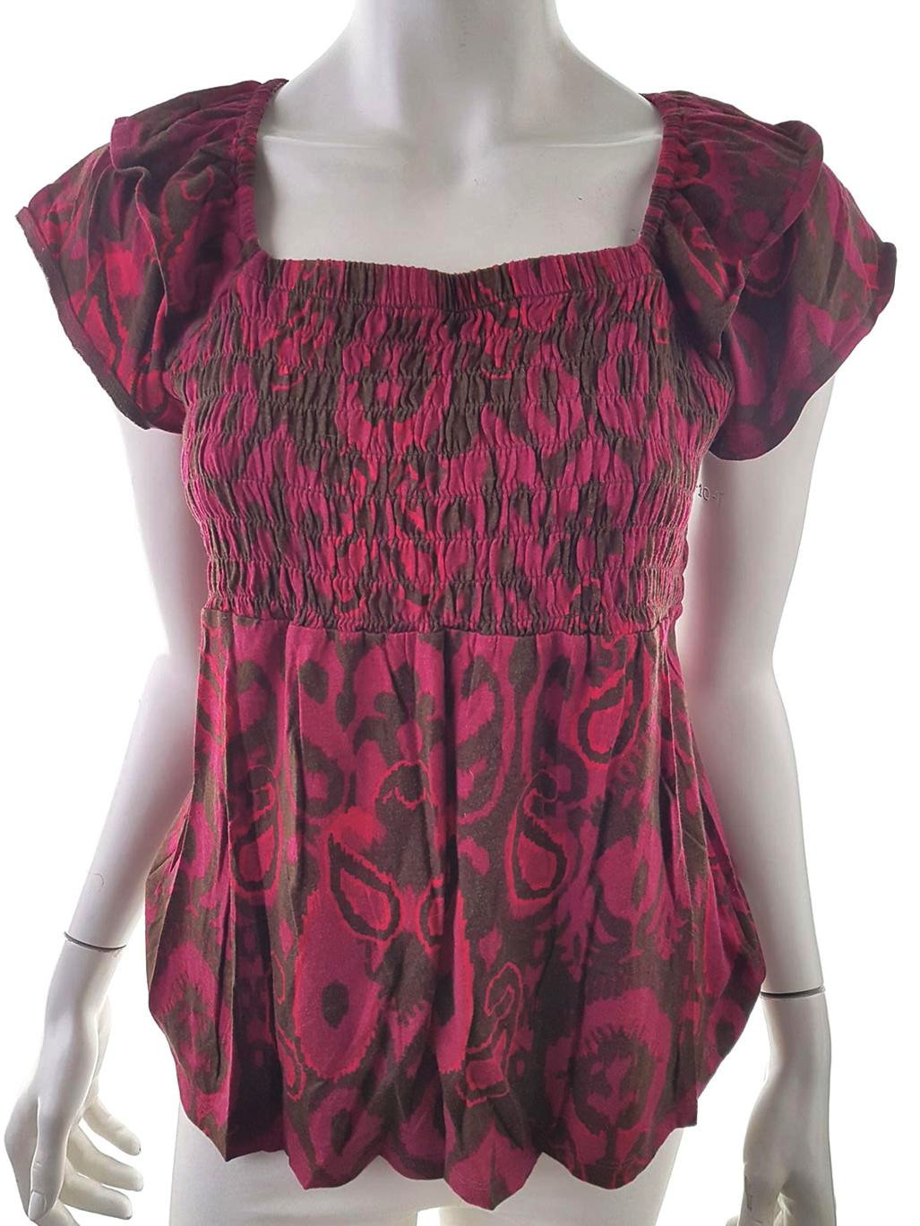 Tommy hilfiger Stl M Färg Rosa Paisley Kvadratisk urringning Peplum Blus Kortärmad Material Bomull