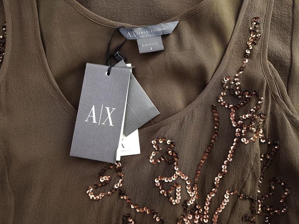 AX Armani Exchange Stl 2 Rund urringning Raka Klänningen Ärmlös