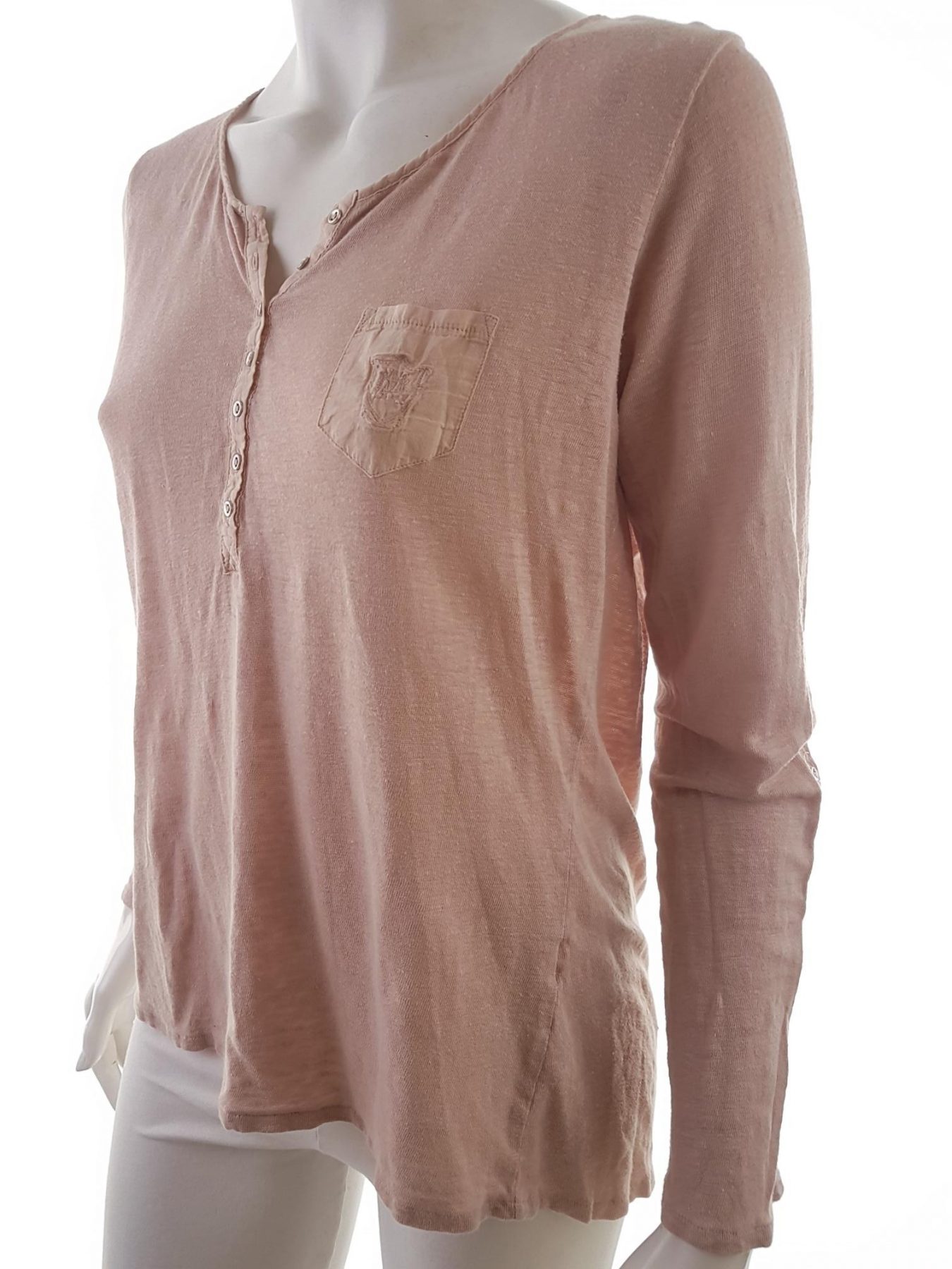 Massimo dutti Stl L Färg Pudrig Rosa V-ringning Popover Blus Knappar Långärmad