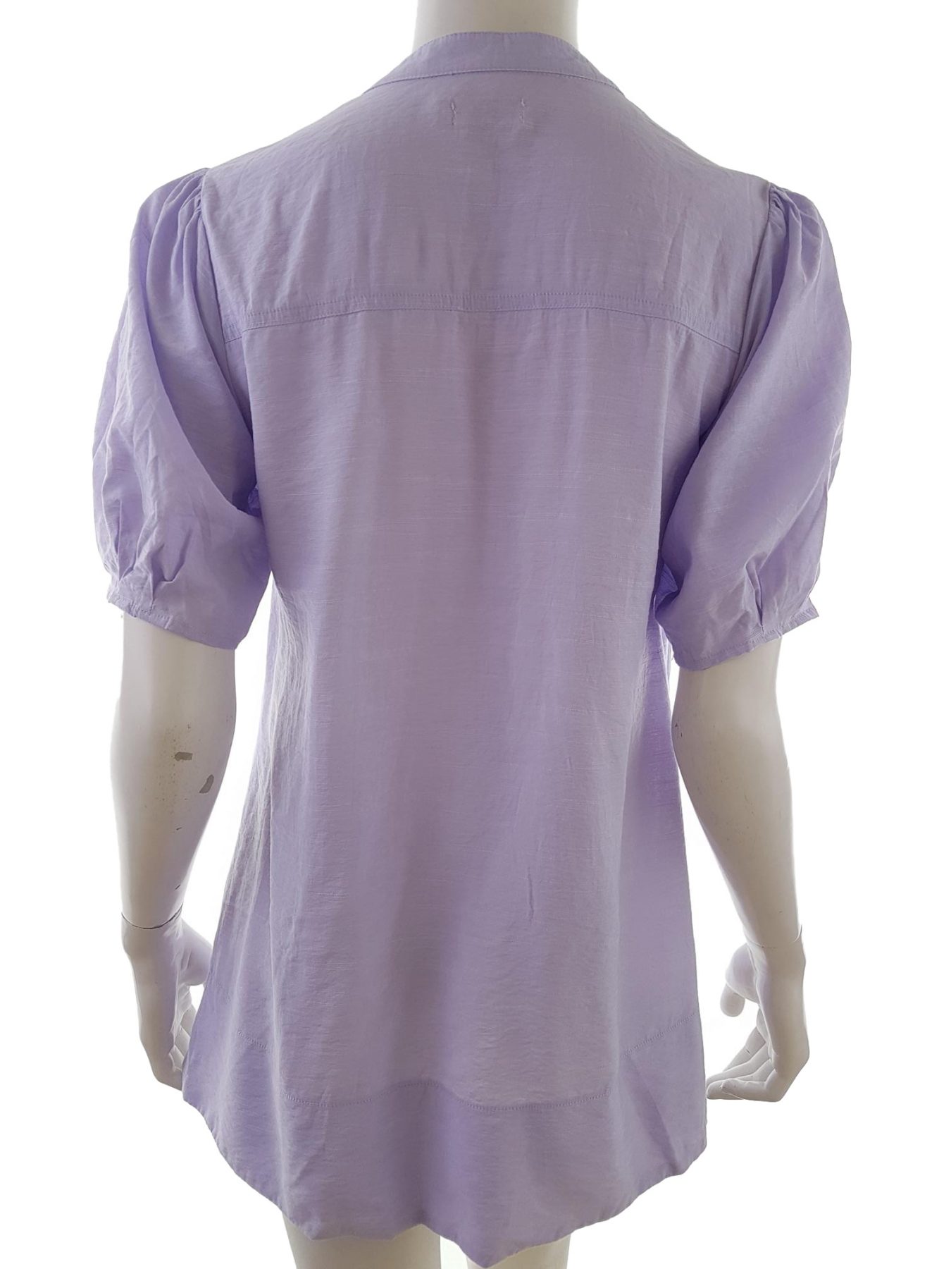 Jensen Stl 36 Färg Lavendel Split Crew Neck Popover Tunika Blus Kortärmad Material Viskos