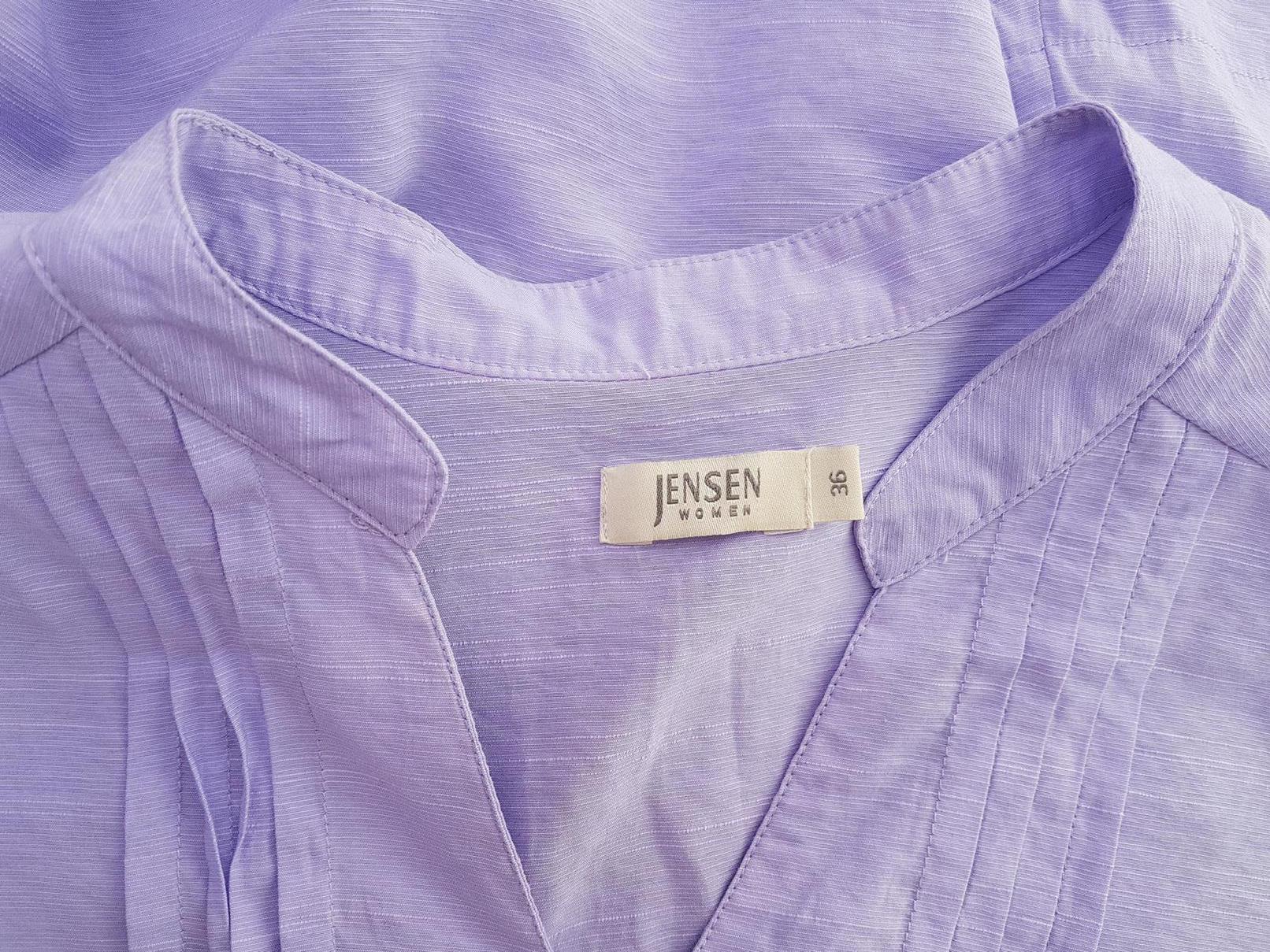 Jensen Stl 36 Färg Lavendel Split Crew Neck Popover Tunika Blus Kortärmad Material Viskos