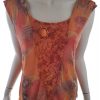 CoCoMenthe Stl 4 (L) Färg Orange Paisley Rund urringning Blus Ärmlös