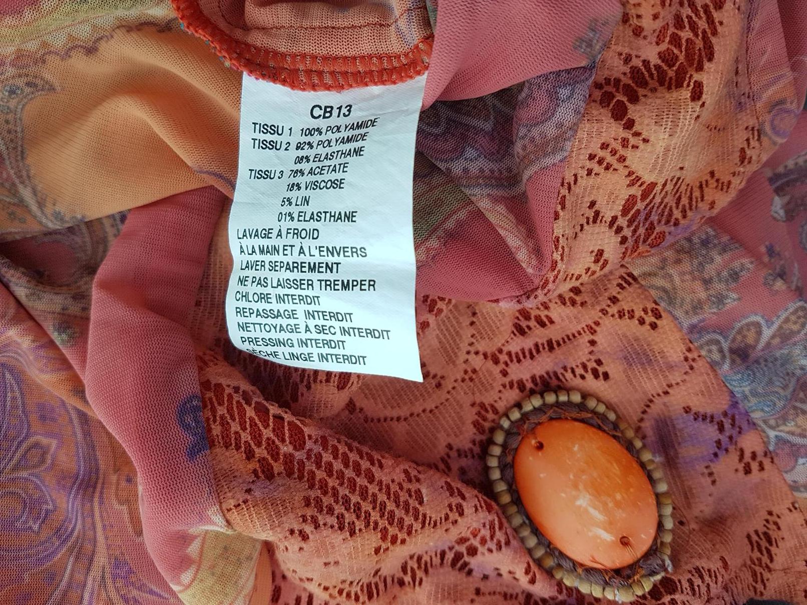 CoCoMenthe Stl 4 (L) Färg Orange Paisley Rund urringning Blus Ärmlös