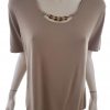 PERUZZI ITALY Stl XL Färg Khaki Rund urringning Blus Kortärmad Material Viskos