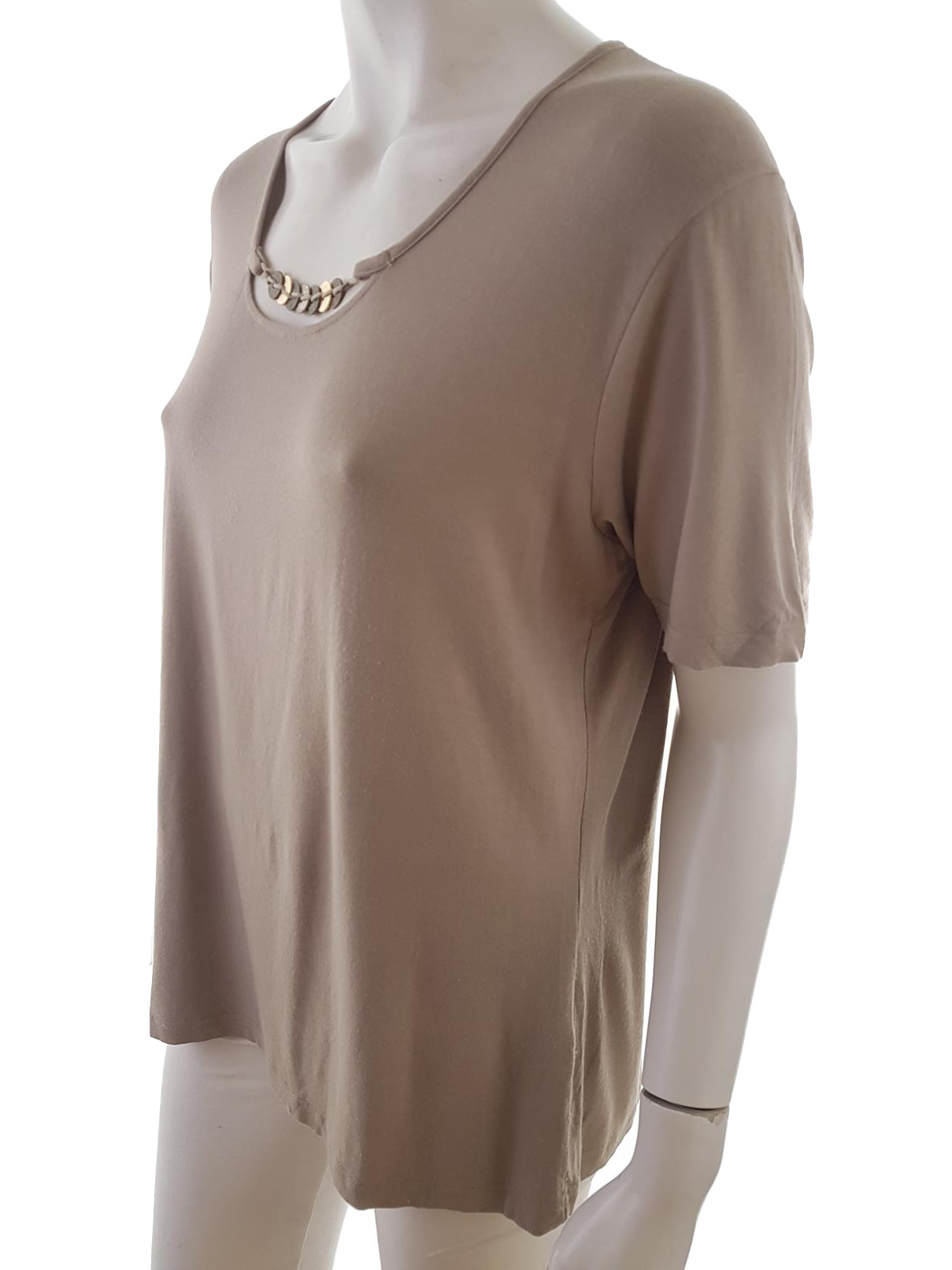 PERUZZI ITALY Stl XL Färg Khaki Rund urringning Blus Kortärmad Material Viskos