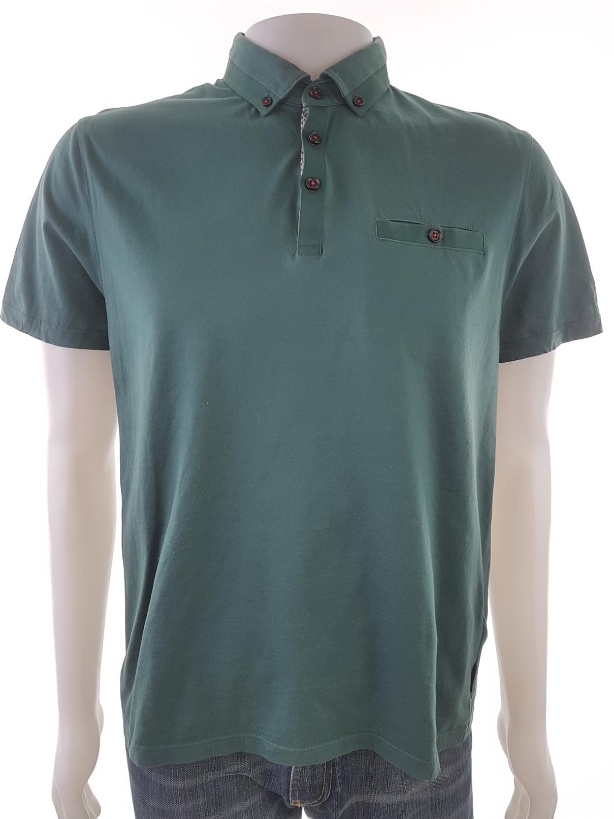 Ted Baker Stl 5 (M) Färg Grön Krage Herr Polo Kortärmad Material Bomull 100%