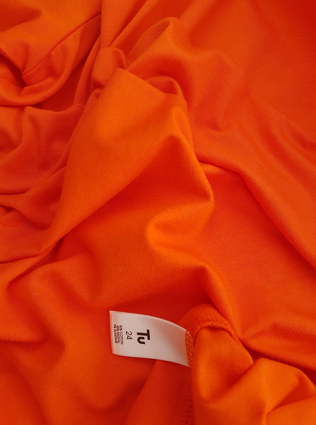 Tu Stl 24 (52) Färg Orange Rund urringning Blus Långärmad Material Bomull