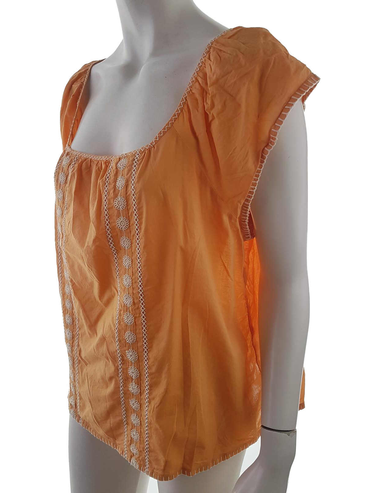 Old Navy Stl XL Färg Orange U-ringning Blus Kortärmad Material Bomull 100%