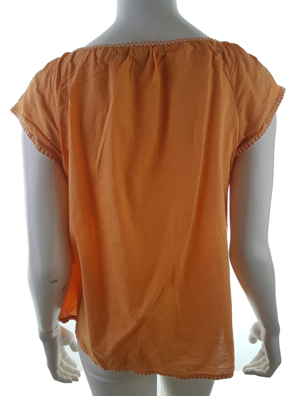 Old Navy Stl XL Färg Orange U-ringning Blus Kortärmad Material Bomull 100%