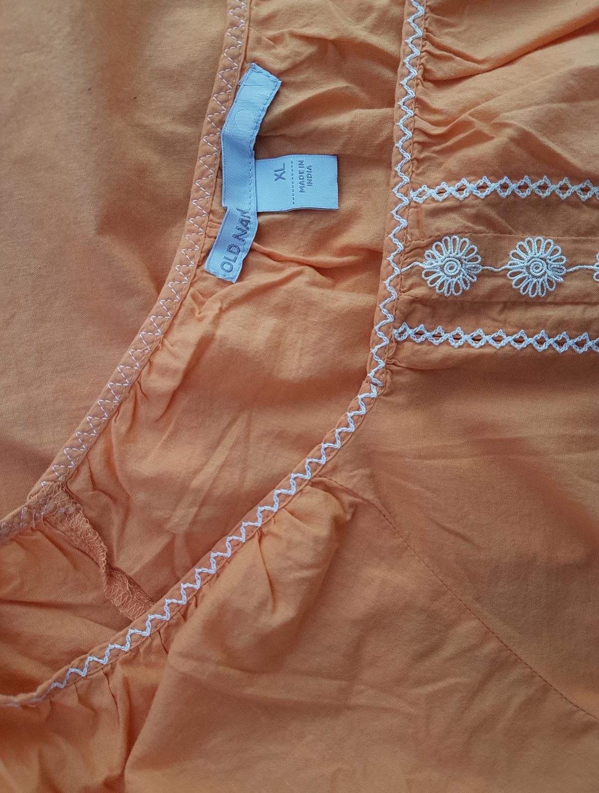 Old Navy Stl XL Färg Orange U-ringning Blus Kortärmad Material Bomull 100%