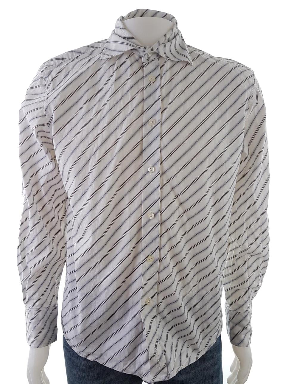 BEN SHERMAN Stl S Färg Elfenben Krage Herr skjorta, casual Långärmad Material Bomull 100%