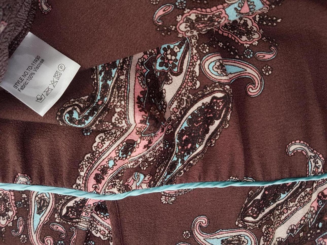 BZR Stl 38 Färg Brun Paisley Keyhole Crew Neck Blus Kortärmad Material Viskos 100%