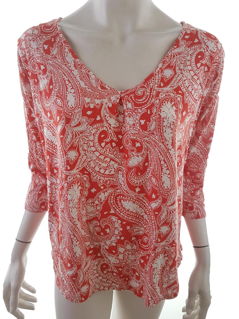 Flash Woman Stl L Färg Röd Paisley V-ringning Blus ärm 3/4 Material Viskos