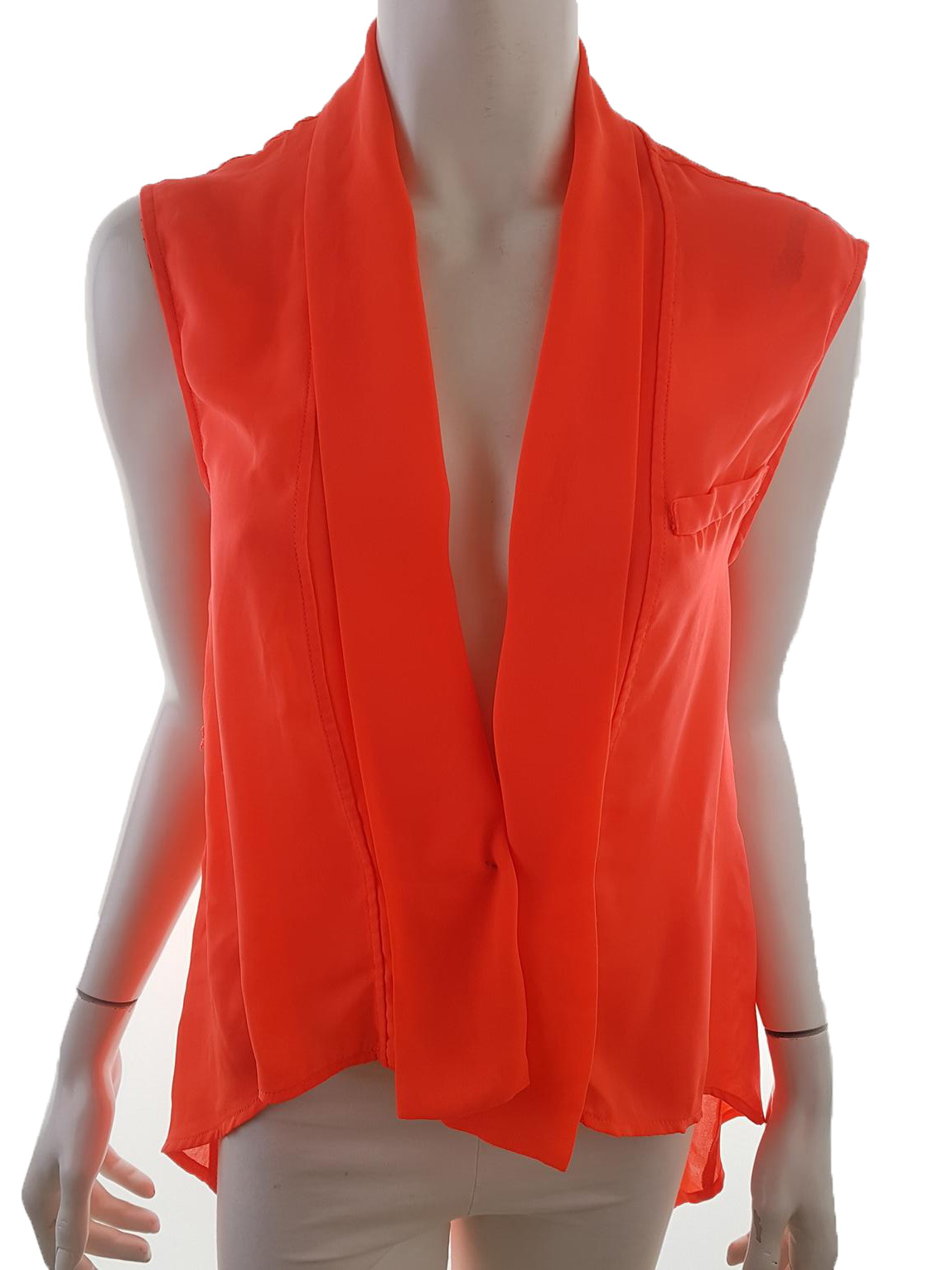 Forever 21 Stl S Färg Orange V-ringning Öppen Tunika Blus Ärmlös