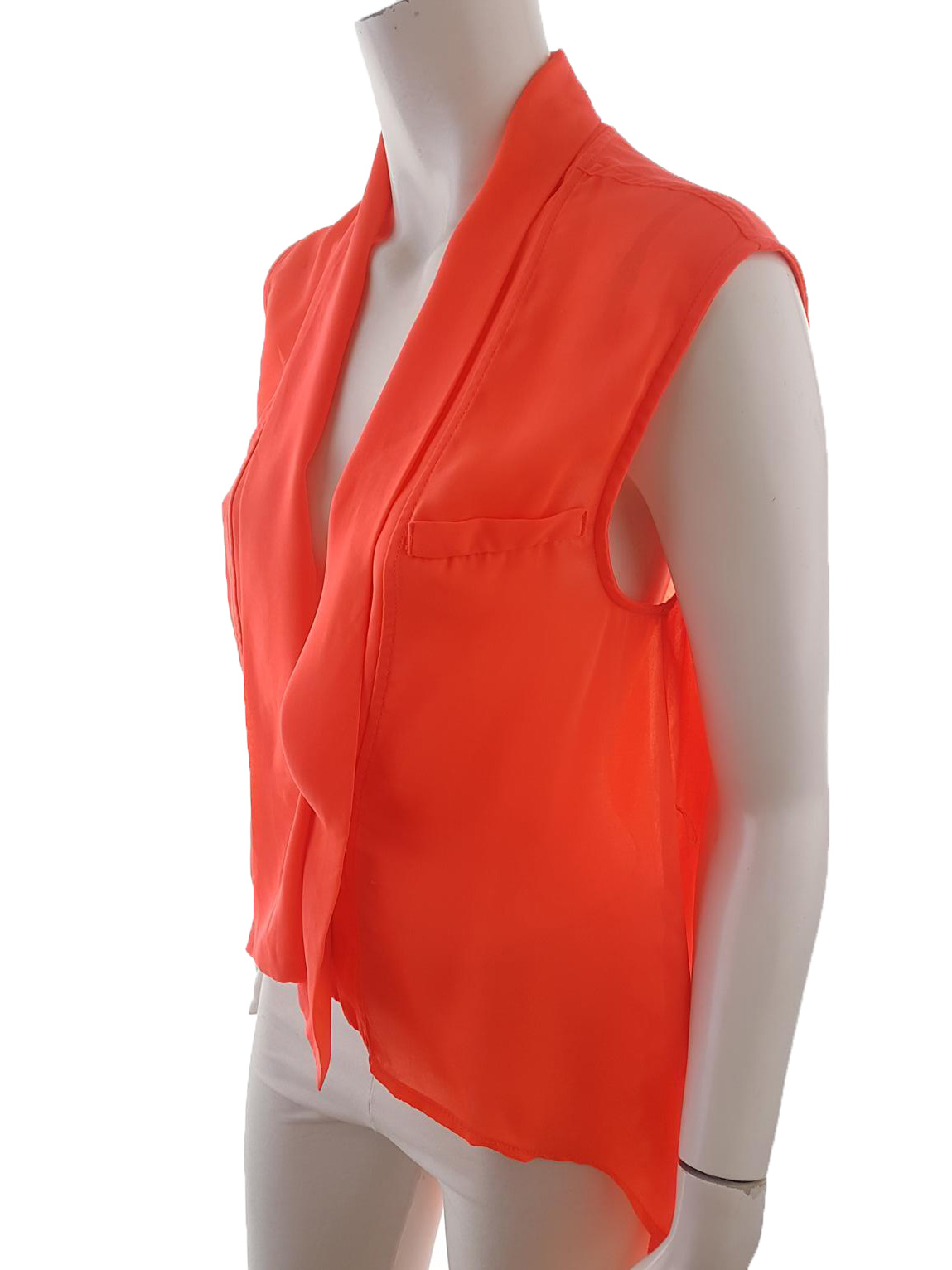 Forever 21 Stl S Färg Orange V-ringning Öppen Tunika Blus Ärmlös