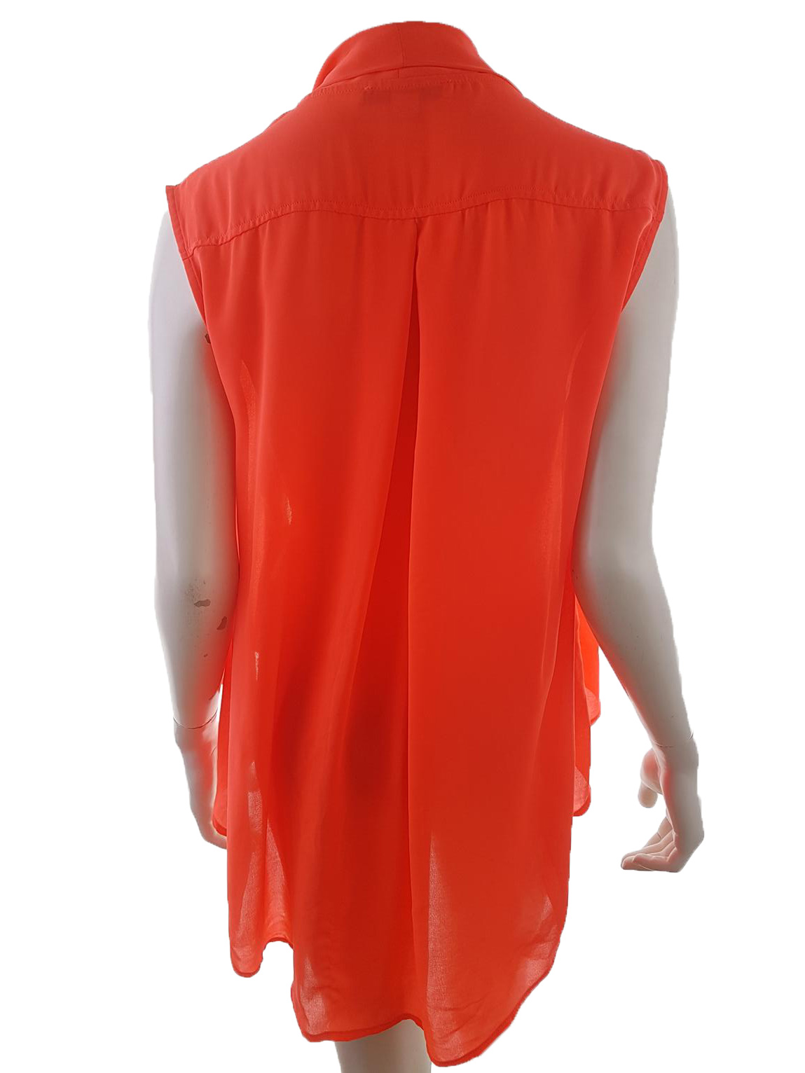 Forever 21 Stl S Färg Orange V-ringning Öppen Tunika Blus Ärmlös