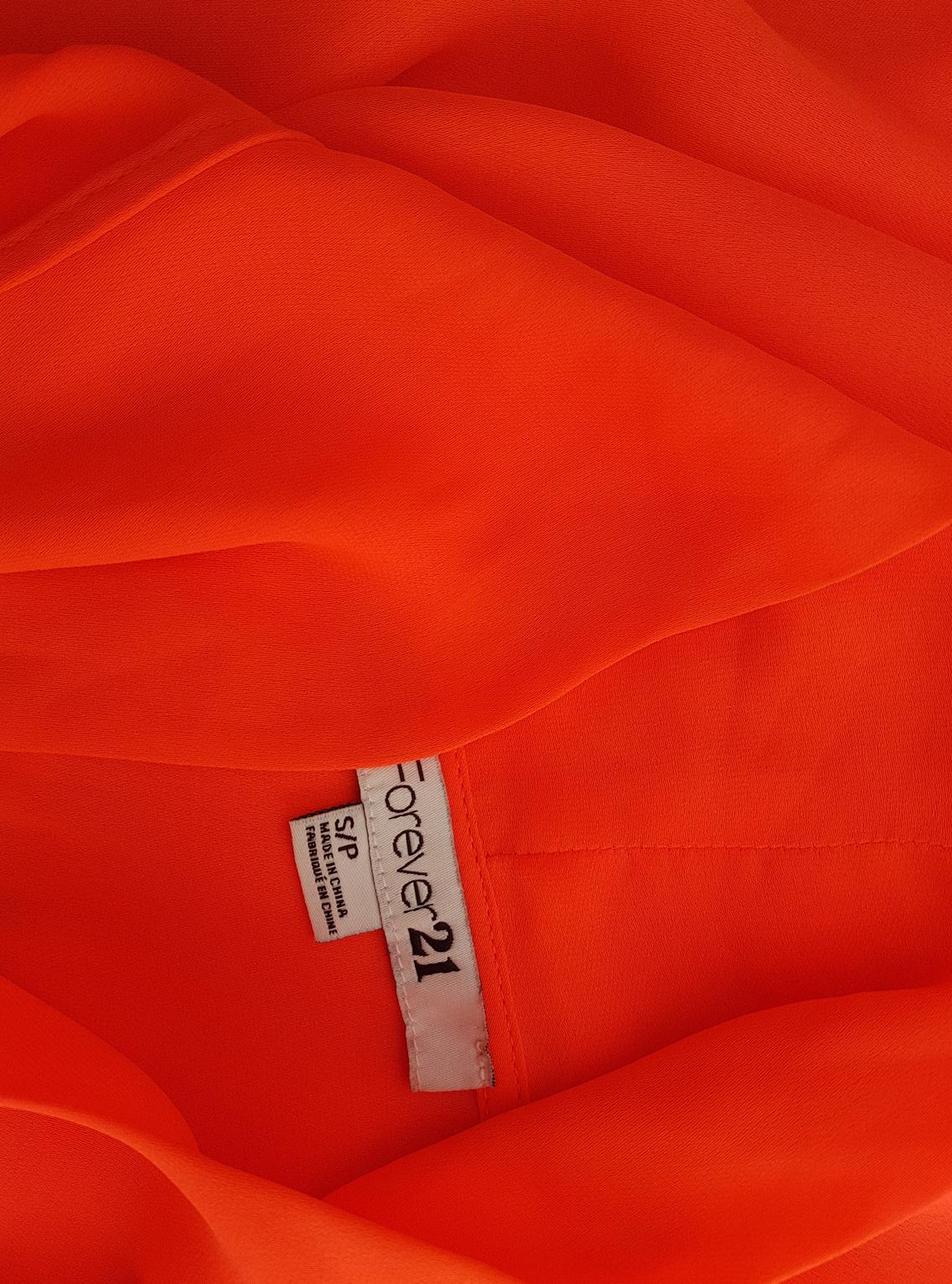 Forever 21 Stl S Färg Orange V-ringning Öppen Tunika Blus Ärmlös