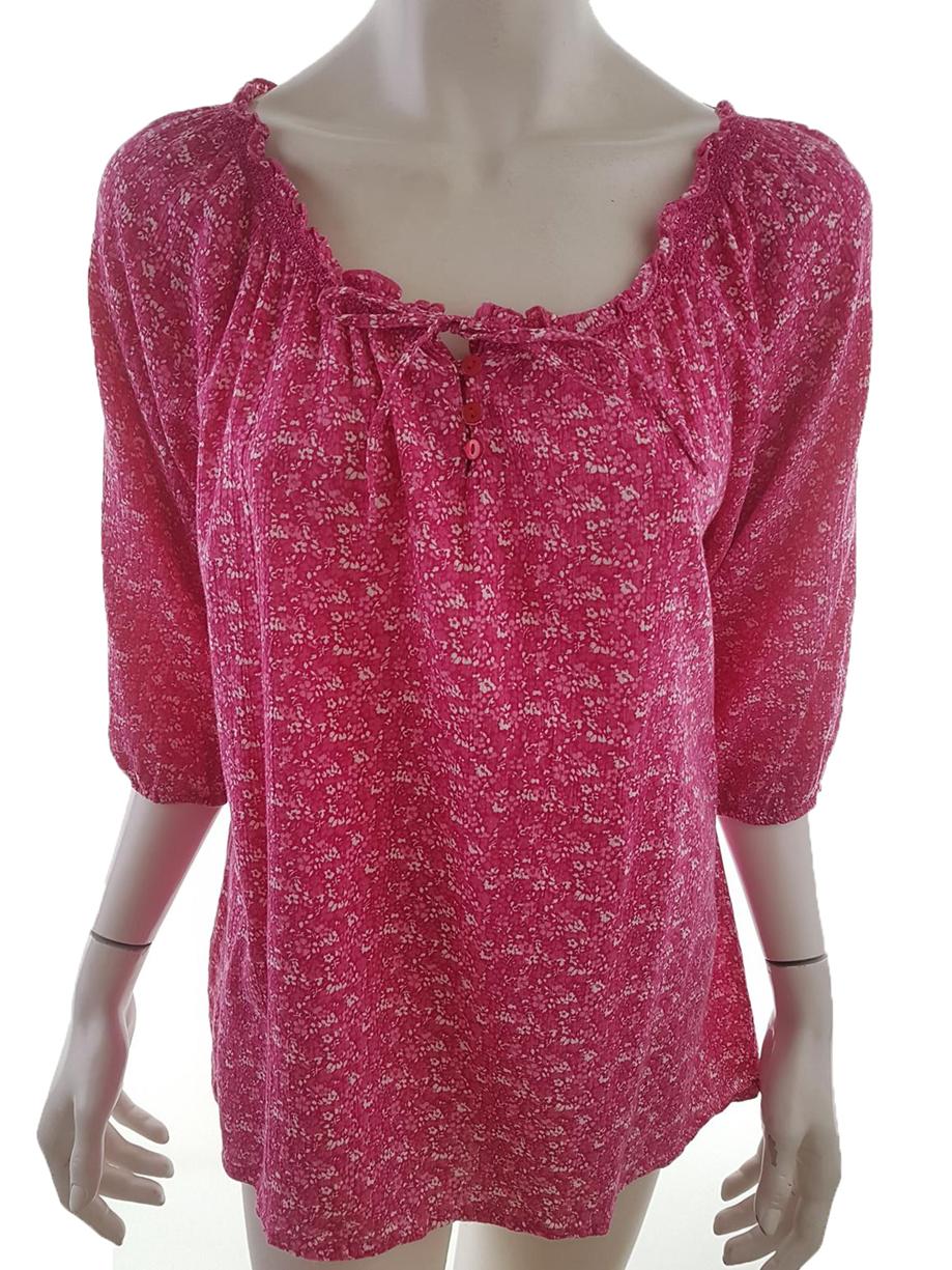 Isolde Stl 36 Färg Rosa Rund urringning Tunika blus ärm 3/4 Material Bomull