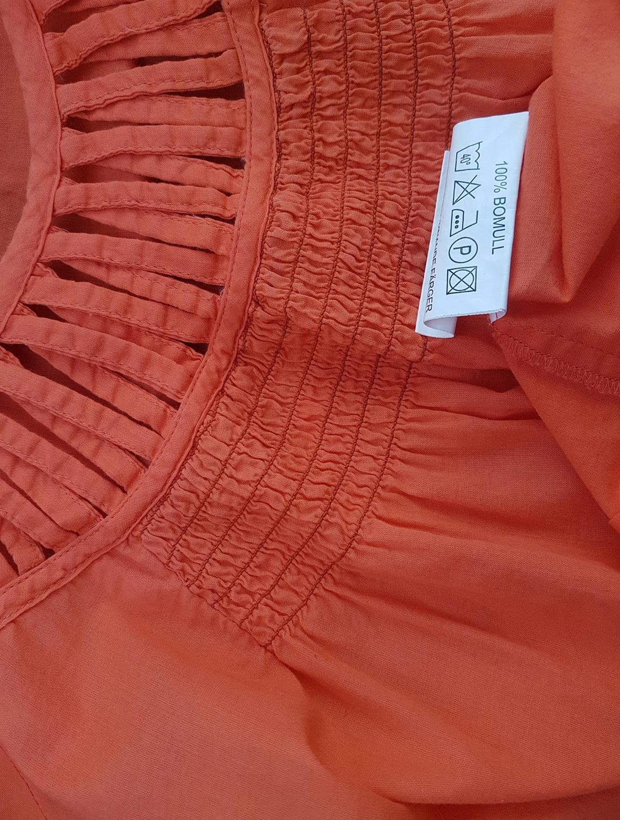 Ole Stl XL Färg Orange Rund urringning Tunika blus Kortärmad Material Bomull