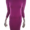 KAREN MILLEN Stl 38 Färg Fuchsia Rund urringning Stickad Klänning ärm 3/4 Knälängd Material Viskos