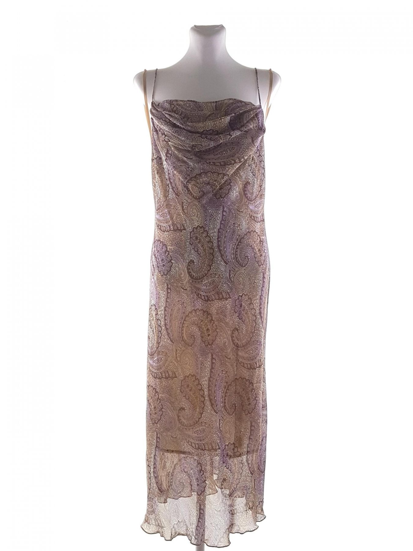 For Women Stl 16 (44) Färg Beige Axelbandslös Maxi Klänning Ärmlös Lång Material Viskos 100%