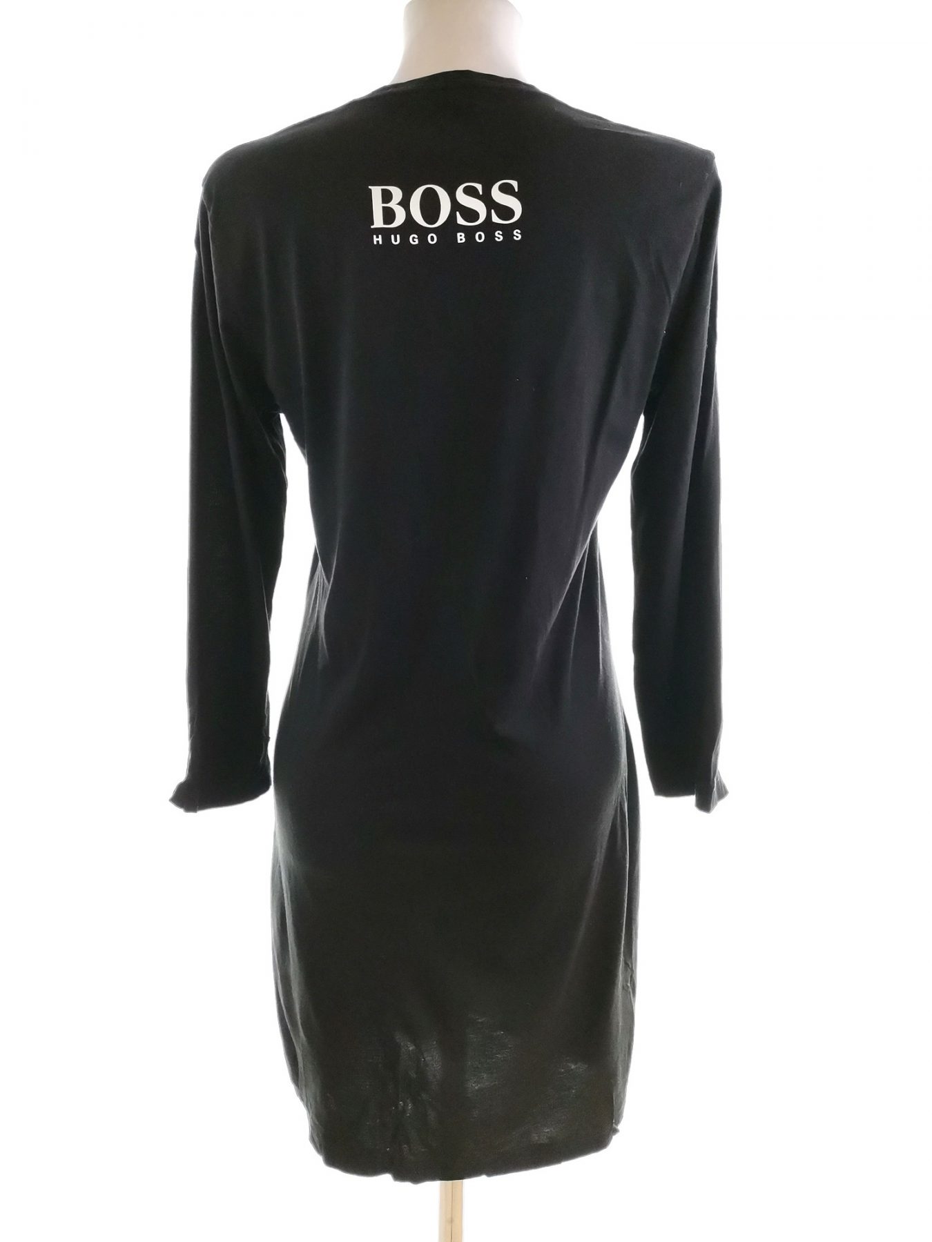 Hugo Boss Stl M Färg Svart V-ringning Kroppsnära Klänning ärm 3/4 Knälängd Material Modal