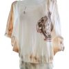 Elisa cavaletti Stl XL Färg Beige Rund urringning Blus Kortärmad Material Bomull 100%