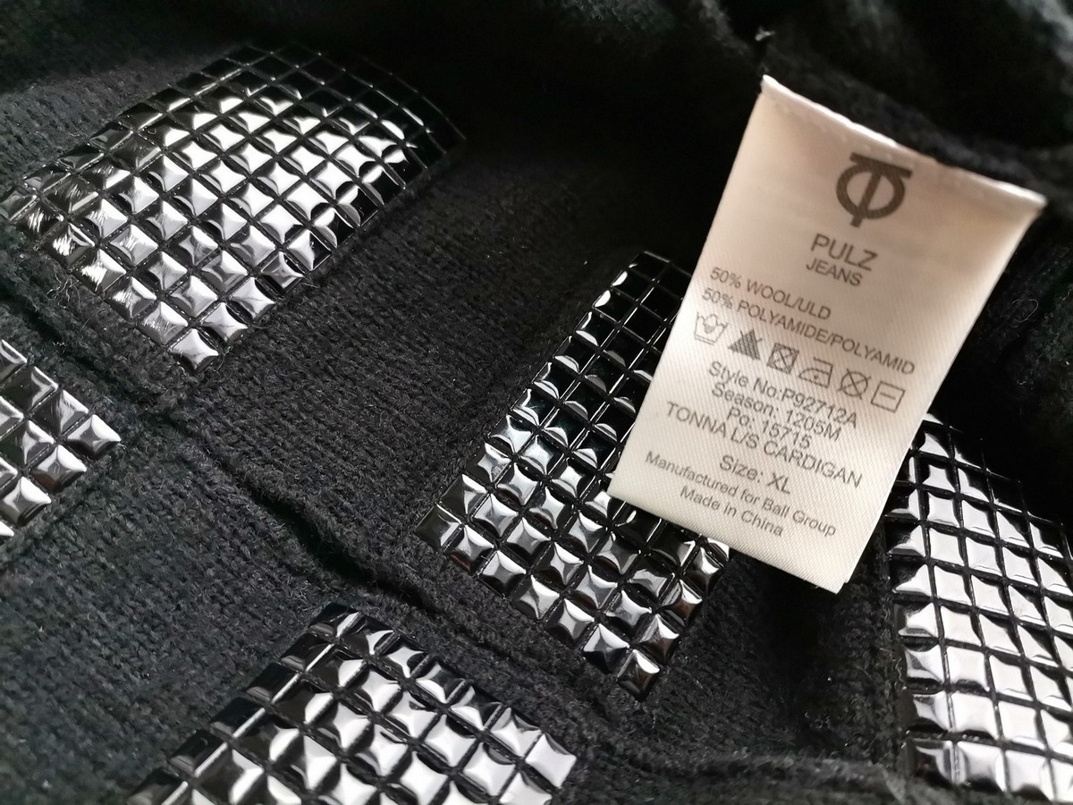 Pulz jeans Stl XL Färg Svart Rund hals Knäppt kofta Långärmad Material Ull Finstickat