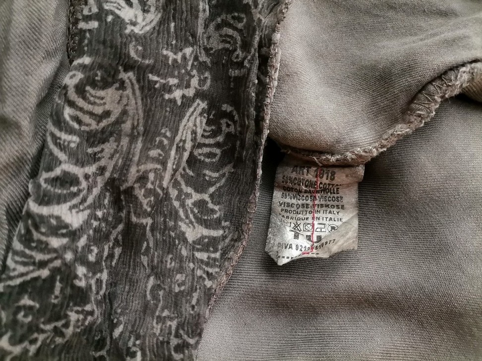 Made in Italy Färg Khaki V-ringning Tunika blus Långärmad Material Bomull