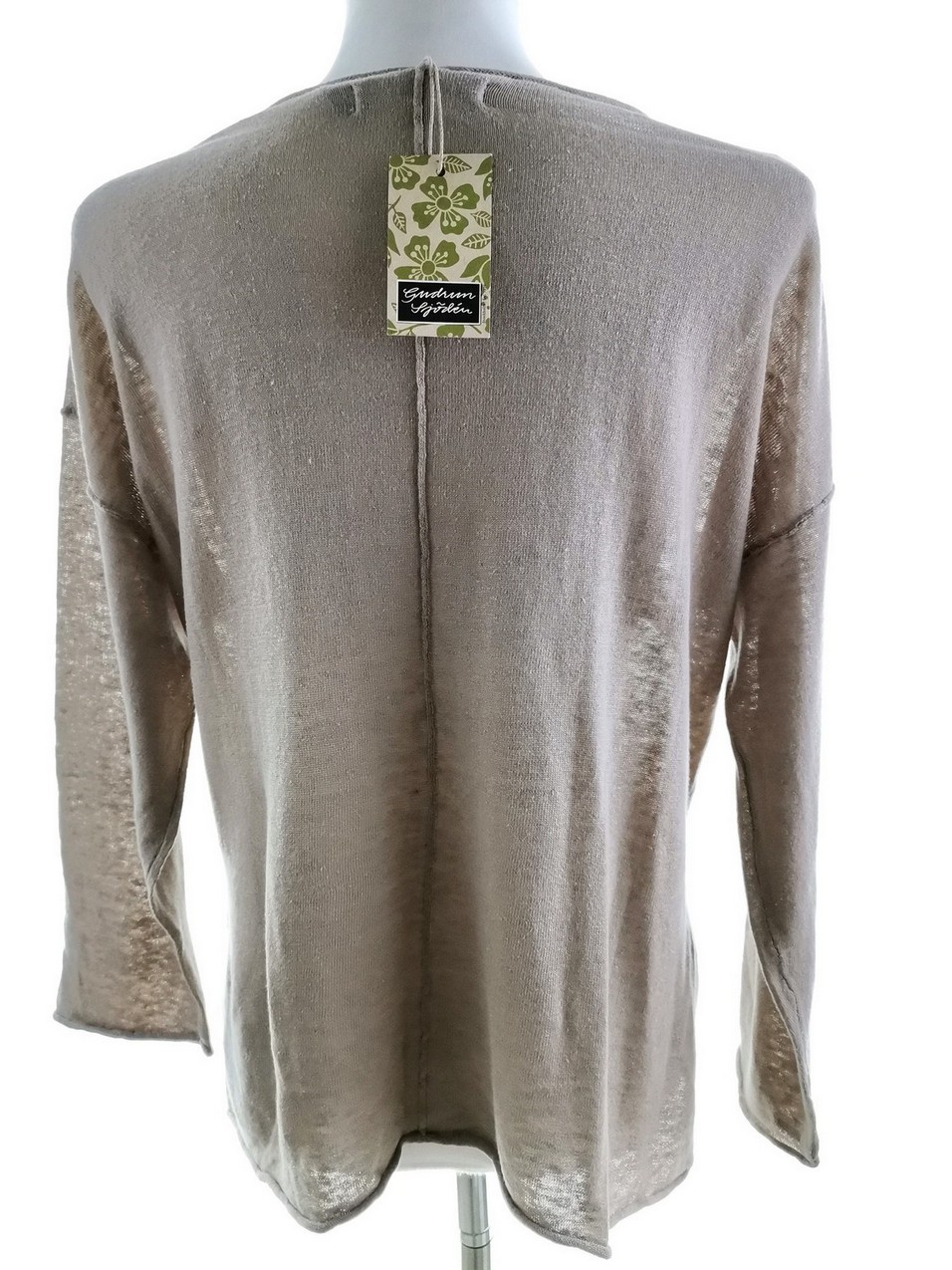 Gudrun Sjödén Stl S Färg Beige Rund urringning Blus ärm 3/4 Material Lin