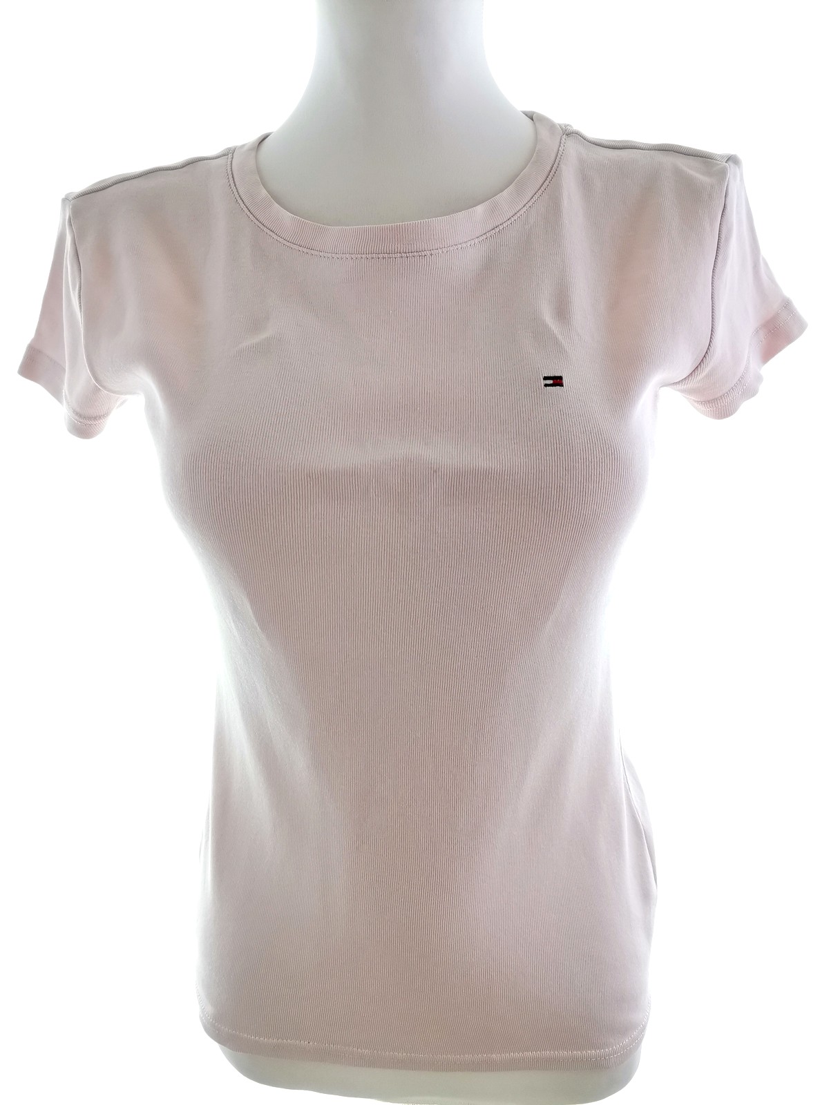 Tommy hilfiger Stl XS Färg Pudrig Rosa Rund hals T-shirt Kortärmad Material Bomull 100%