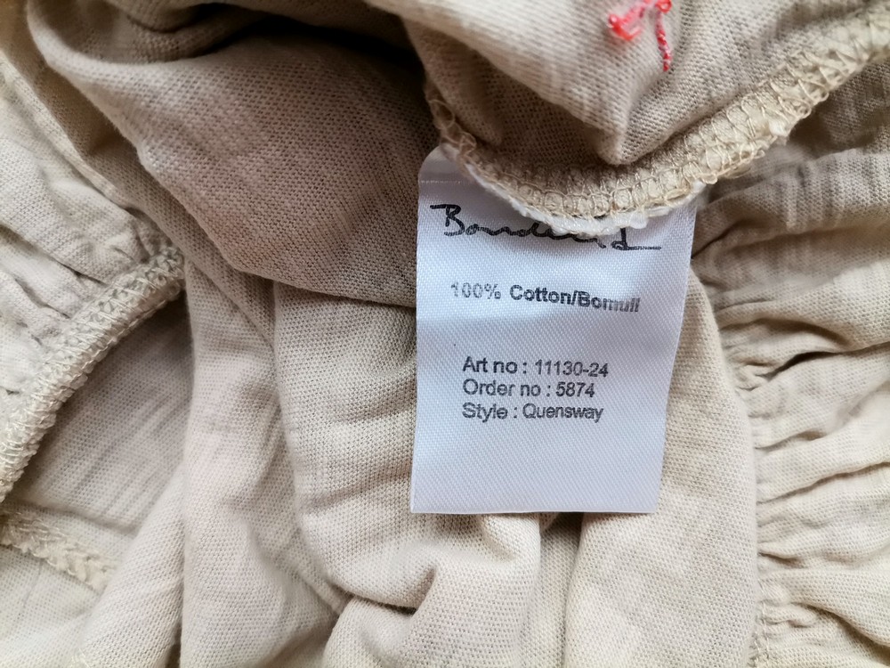 BONDELID Stl L Färg Beige Rund urringning Blus Långärmad Material Bomull 100%