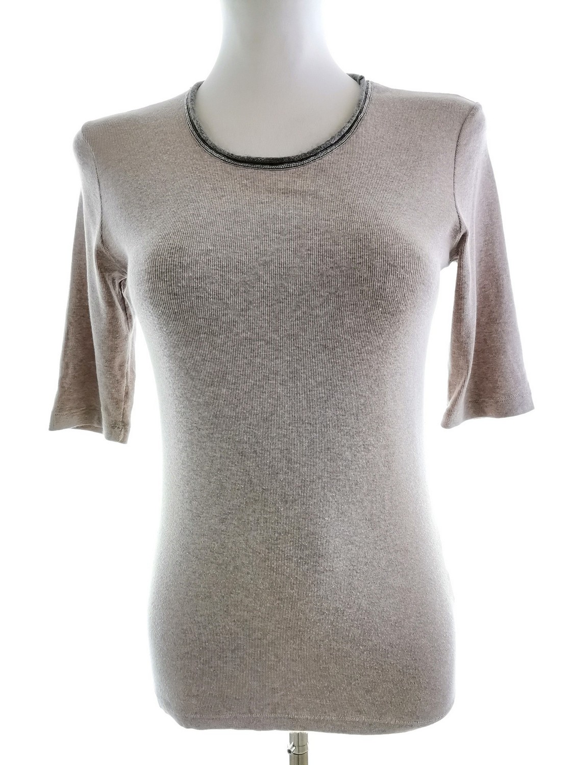 Fabiana Filippi Stl S/M Färg Beige Rund hals Blus Kortärmad Material Bomull