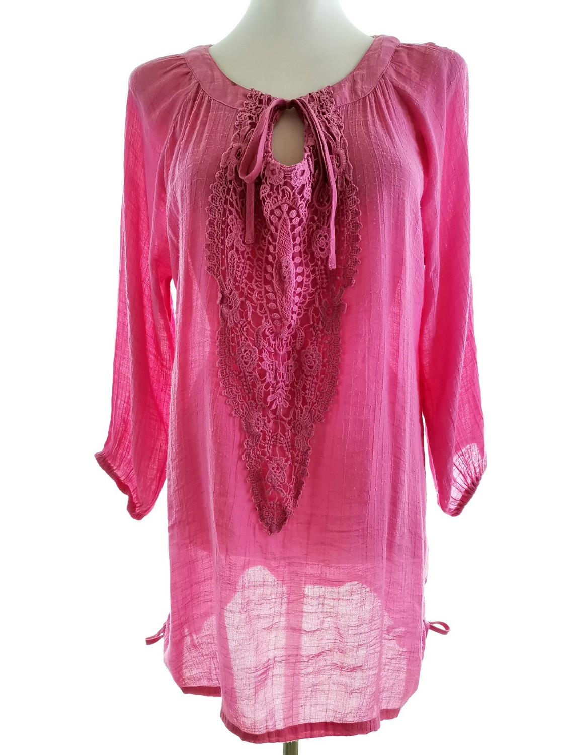 Andrea Stl 40 Färg Rosa Rund urringning Tunika blus ärm 3/4 Material Rayon