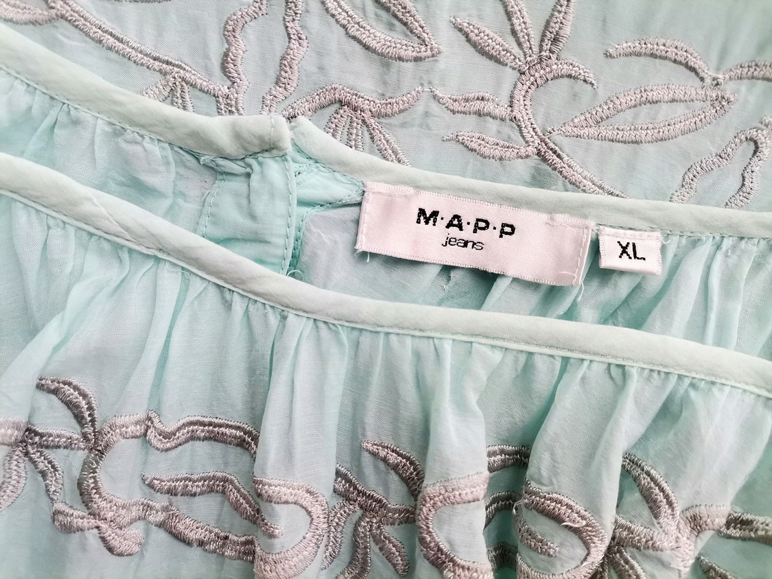 MAPP Stl XL Färg Mintgrön Floral Blad Rund urringning Tunika blus ärm 3/4 Material Viskos