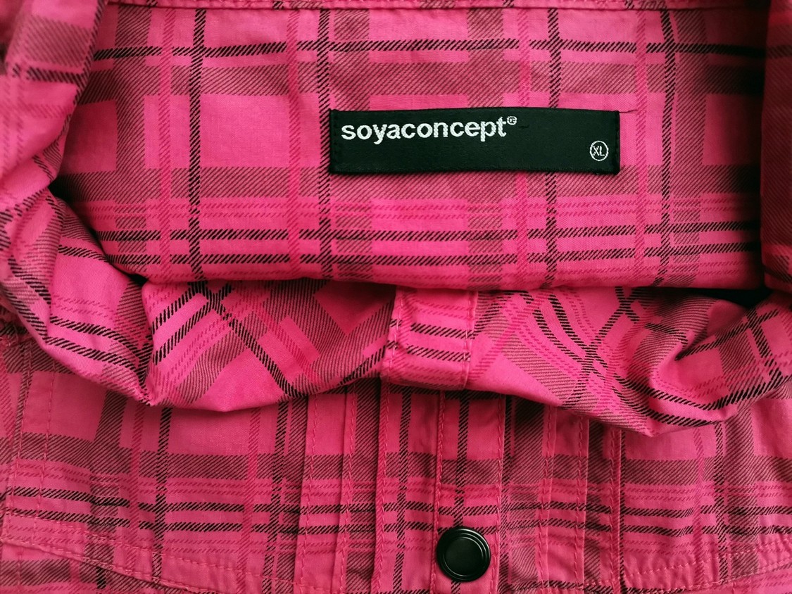 Soyaconcept Stl XL Färg Rosa Rutigt Krage Skjort Klänning Kortärmad Midi Material Bomull 100%