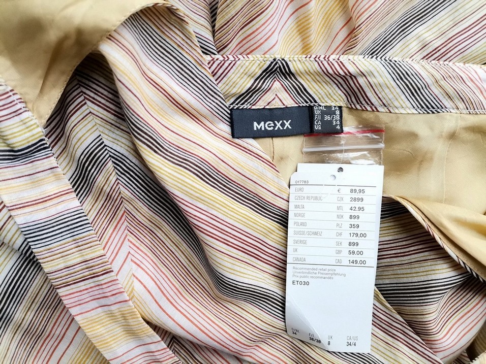 Mexx Stl 34 Färg Färgglad Ränder Halter Sommar Klänning Ärmlös Midi Material Bomull 100%