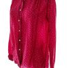 Claude D’Alban Paris Stl 40 Färg Fuchsia Geometrisk Krage Knäppt Skjort Blus Långärmad